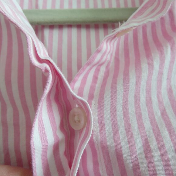 J. CREW Collared Puff Sleeve Mini Shirt Dress Striped Cotton Pink White Preppy - Picture 8 of 16